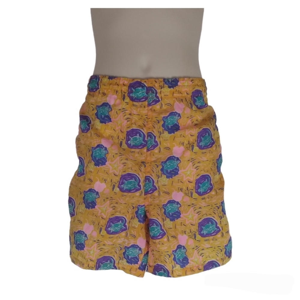 Athletic Works Kids Swim Turtle Print Trunks Size Boys 5 Orange, Green, & Purple